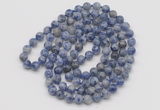 GMN143 Hand-knotted 6mm blue spot stone 108 beads mala necklaces