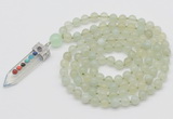 GMN1433 Hand-knotted 8mm, 10mm New jade 108 beads mala necklace with pendant