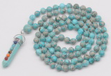 GMN1450 Hand-knotted 8mm, 10mm sea sediment jasper 108 beads mala necklace with pendant