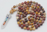 GMN1470 Hand-knotted 8mm, 10mm mookaite 108 beads mala necklace with pendant