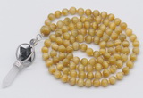 GMN1486 Hand-knotted 8mm, 10mm golden tiger eye 108 beads mala necklace with pendant