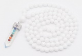 GMN1500 Hand-knotted 8mm candy jade 108 beads mala necklace with pendant