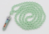 GMN1504 Hand-knotted 8mm candy jade 108 beads mala necklace with pendant