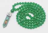 GMN1505 Hand-knotted 8mm candy jade 108 beads mala necklace with pendant