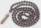 GMN1533 Hand-knotted 8mm, 10mm brecciated jasper 108 beads mala necklace with pendant