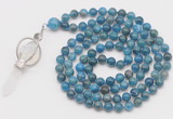 GMN1547 Hand-knotted 8mm, 10mm apatite 108 beads mala necklace with pendant