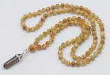 GMN1616 Hand-knotted 6mm golden tiger eye 108 beads mala necklace with pendant