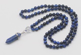 GMN1618 Hand-knotted 6mm blue tiger eye 108 beads mala necklace with pendant