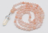 GMN1636 Hand-knotted 6mm pink aventurine 108 beads mala necklace with pendant