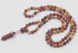 GMN1637 Hand-knotted 6mm mookaite 108 beads mala necklace with pendant