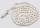 GMN1639 Hand-knotted 6mm white howlite 108 beads mala necklace with pendant