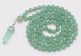 GMN1642 Hand-knotted 6mm green aventurine 108 beads mala necklaces with pendant