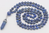 GMN1668 Hand-knotted 6mm lapis lazuli 108 beads mala necklaces with pendant