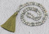 GMN203 Hand-knotted 6mm artistic jasper 108 beads mala necklaces with tassel