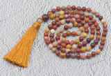 GMN208 Hand-knotted 6mm mookaite 108 beads mala necklaces with tassel