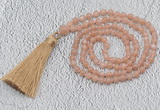 GMN217 Hand-knotted 6mm moonstone 108 beads mala necklaces with tassel