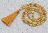 GMN221 Hand-knotted 6mm golden tiger eye 108 beads mala necklaces with tassel