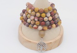 GMN2214 Hand-knotted 8mm, 10mm matte mookaite 108 beads mala necklace with charm