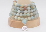 GMN2221 Hand-knotted 8mm, 10mm matte amazonite 108 beads mala necklace with charm