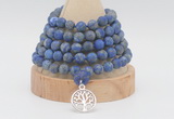 GMN2229 Hand-knotted 8mm, 10mm matte lapis lazuli 108 beads mala necklace with charm