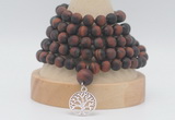 GMN2236 Hand-knotted 8mm, 10mm matte red tiger eye 108 beads mala necklaces with charm