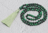 GMN224 Hand-knotted 6mm green tiger eye 108 beads mala necklaces with tassel