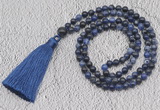 GMN238 Hand-knotted 6mm sodalite 108 beads mala necklaces with tassel