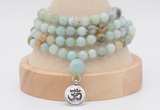 GMN2447 Hand-knotted 6mm amazonite 108 beads mala necklaces with charm