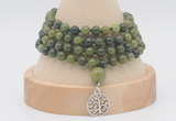 GMN2449 Hand-knotted 6mm Canadian jade 108 beads mala necklaces with charm