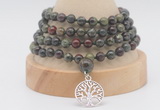 GMN2454 Hand-knotted 6mm dragon blood jasper 108 beads mala necklaces with charm