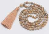 GMN250 Hand-knotted 6mm picture jasper 108 beads mala necklaces with tassel