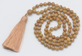 GMN251 Hand-knotted 6mm wooden jasper 108 beads mala necklaces with tassel