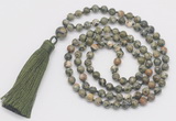 GMN254 Hand-knotted 6mm rhyolite 108 beads mala necklaces with tassel