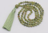 GMN256 Hand-knotted 6mm China jade 108 beads mala necklaces with tassel