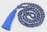 GMN258 Hand-knotted 6mm lapis lazuli 108 beads mala necklaces with tassel