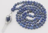 GMN2622 Hand-knotted 8mm, 10mm matte lapis lazuli 108 beads mala necklace with pendant