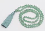 GMN266 Hand-knotted 6mm green aventurine 108 beads mala necklaces with tassel