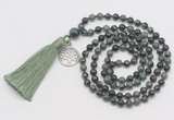 GMN316 Hand-knotted 6mm kambaba jasper 108 beads mala necklaces with tassel & charm