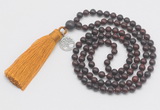 GMN318 Hand-knotted 6mm brecciated jasper 108 beads mala necklaces with tassel & charm