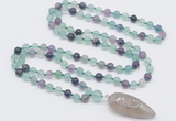 GMN4003 Hand-knotted 8mm, 10mm fluorite 108 beads mala necklace with pendant