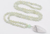 GMN4017 Hand-knotted 8mm, 10mm New jade 108 beads mala necklace with pendant