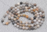 GMN402 Hand-knotted 8mm, 10mm bamboo leaf agate 108 beads mala necklaces