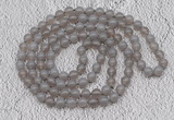 GMN404 Hand-knotted 8mm, 10mm grey agate 108 beads mala necklaces