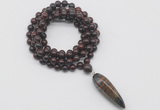 GMN4076 Hand-knotted 8mm, 10mm brecciated jasper 108 beads mala necklace with pendant