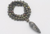 GMN4081 Hand-knotted 8mm, 10mm dragon blood jasper 108 beads mala necklace with pendant