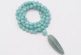 GMN4085 Hand-knotted 8mm, 10mm amazonite 108 beads mala necklace with pendant