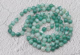 GMN414 Hand-knotted 8mm, 10mm green banded agate 108 beads mala necklaces