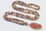 GMN4413 Hand-knotted 8mm, 10mm matte mookaite 108 beads mala necklace with pendant