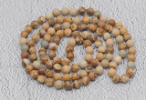 GMN446 Hand-knotted 8mm, 10mm picture jasper 108 beads mala necklaces