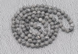 GMN447 Hand-knotted 8mm, 10mm grey picture jasper 108 beads mala necklaces